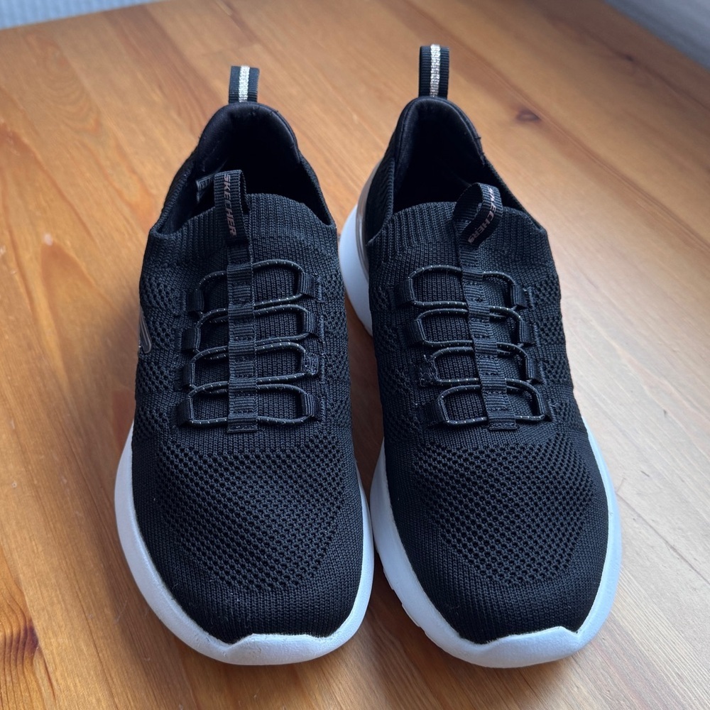 Skechers memory foam black slip on sneakers size 6.5